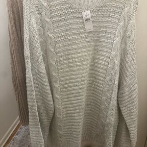 LOFT Textured Knit Sweater in Light Gray